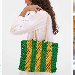 Clare V Green and Yellow Tote Bag